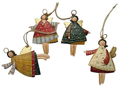 anhänger - 4 Metall Engel Anhänger Weihnachts Dekoration Hängender Schmuck von Innovativen Elchform Socken Schneeflocken für Weihnachtsbaum Fensterschmuck