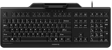 CHERRY Secure Board 1.0, Kabelgebundene Security-Tastatur mit Kartenleser und RFID/NFC-Schnittstelle, EU-Layout (QWERTY), USB-A Anschluss, Schwarz