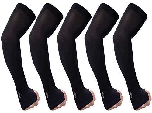 QXURkut 5 Paia Manicotti Braccia Protezione Solare UV UPF50+, Sport Raffreddamento Compressione Manicotti per Donna Uomo