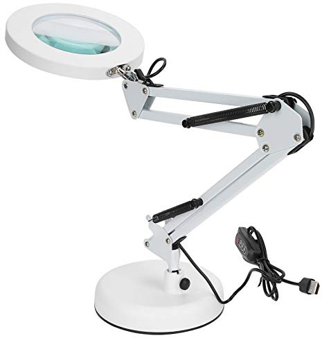 Desk Table Reading Lamp, Beauty Tattoo Lamp, 5X Magnifying Glass Lamp LED Chips with USB Interface 3000‑6000K for Manicure Tattoo Using