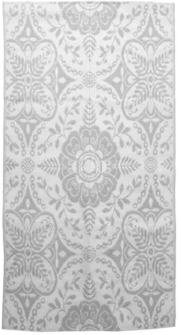 vidaXL Outdoor Teppich Zweischichtiger Jacquard Terrassenteppich Außenteppich Küchenteppich Indoor Terrasse Balkon Flur Küche Bad Hellgrau 160x230cm PP