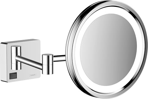 Hansgrohe AddStoris - Espejo cosmético con luz LED, Maquillaje con luz, Espejo de Aumento x 3, Cromo, 41790000