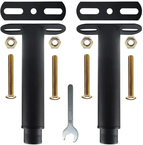 2 Stück Bettbeine, verstellbar, einziehbar Bettfüße, bett erhöhung, Lattenstützbein, Metall stützen höhenverstellbar, geeignet für Schrank, Sofa, Bettgestell, Ersatzteile, 17,8 cm - 33 cm (Schwarz)