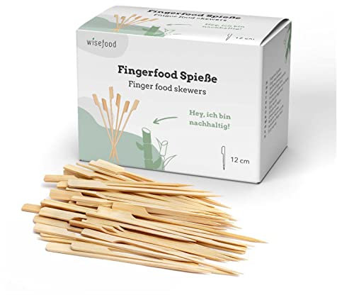 wisefood Fingerfood - Pinchos de madera para barbacoa, 12 cm, 2000 unidades, desechables, biodegradables, naturales, estables, respetuosos con el medio ambiente