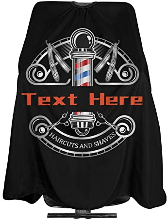 Custom Waterproof Barber Cape, Add Your Photo Text Personalized Barbershop Salon Haircut Black Salon Hairdresser Cape for Men, Customized Hair Cutting for Salon