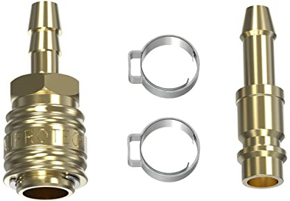 AUPROTEC Druckluft Kupplung Set mit Messingkupplung 6mm Stecktülle + Schellen