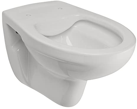 Calmwaters® Hänge WC spülrandlos in Manhattan-Grau, Wand-WC mit Abgang waagerecht, Tiefspül WC ohne Spülrand, Tiefspüler wandhängend, Wandtoilette aus Sanitärkeramik in Grau, 08AB6145