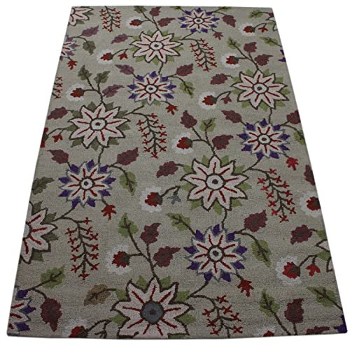 Teppich 100% Wolle Orientteppich Beige Compatible with Braun 150X240 cm Handgetuftet MH946