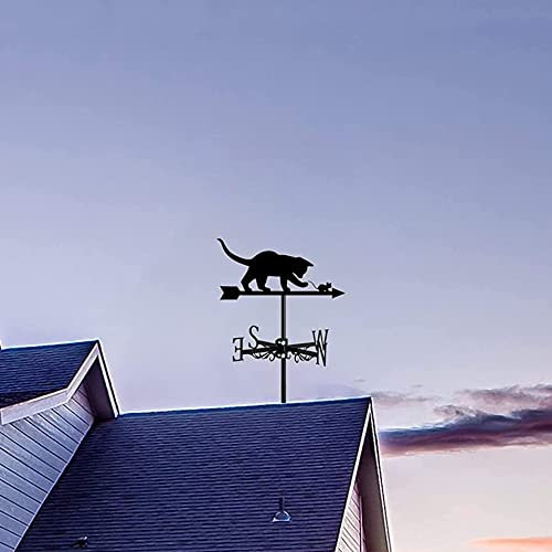 Girouette en métal, Silhouette de Souris de Chat, décoration extérieure, girouette de Souris de Chat, indicateur de Direction du Vent en Acier Inoxydable