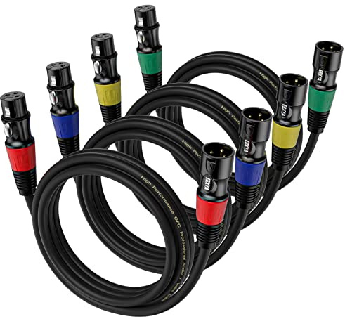 EBXYA 3ft XLR Cables 4-Pack - Male to Female Microphone Cable with Balanced Shielded Speaker Cable