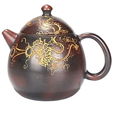 SISWIM Teekannen 220 ml China Yixing handgefertigte lila Sandköpfe Retro Teekanne Haushalt lila Sand Drachen Eiformte Topfgeschenke Kaffeekanne