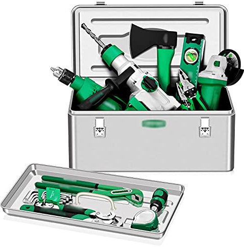 Werkzeugbox/Werkzeugkästen Metallwerkzeugkasten Edelstahl Hardware-Truhe-Schrank mit abnehmbaren Fach- und Tragegriffen tragbaren Organisatoren und -speicherung Werkzeugaufbewahrung ( Size : S )