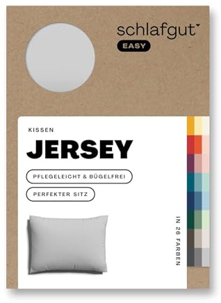 schlafgut Easy Jersey Kissenbezug 40x60 cm 100% Baumwolle, Grey Light | Kopfkissenbezug, Kissenhülle, Grau, Jersey, Ton-in-Ton Reißverschluss, bügelfrei, OEKO-TEX, atmungsaktiv