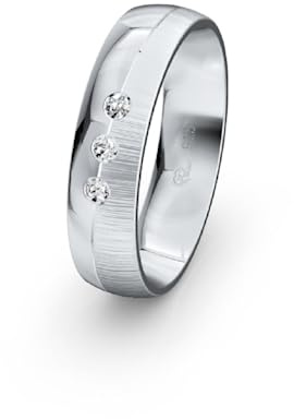 JC Trauringe 925 Sterling Silber Einzelring Ehering I Wedding Rings | Verlobungs-ring | Partnerring günstig mit Gravur in edler Schatulle 1 Hochzeitsring Damenring mit Steinen S052-S-DR