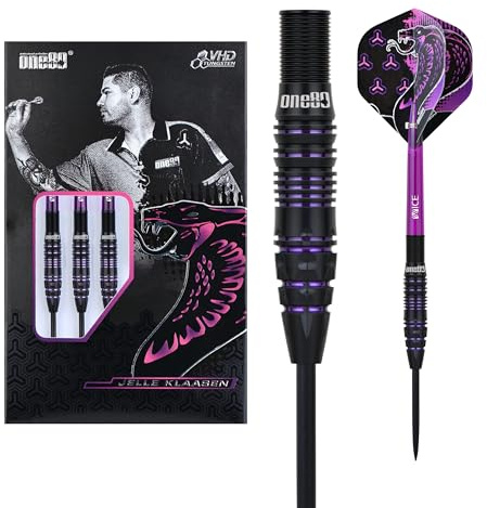 ONE80 Steel Dart Jelle Klaasen The Cobra VHD 90% Tungsten Steeltip Dart Steeldart Hochwertiger Tungsten Dart Dartpfeile Set mit Schäften und Flights