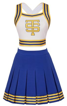 VEECOOCOS Cheerleader-Kostüm für Damen, Cheerleader-Uniform, Halloween, Party, Kostüm, Größe M