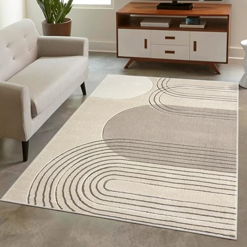 carpet city Teppich Kurzflor Braun - 140x200 cm - Moderne Wohnzimmer-Teppiche Geo-Muster mit 3D-Optik - Flachflor Bodenbelag Deko Schlafzimmer, Esszimmer