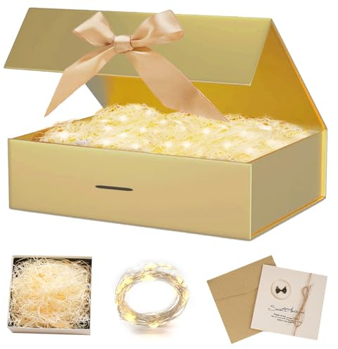 Caja de Regalo Magnética Con Lazo y Tapa - Plegable, de Lujo, Vacía Con Tarjeta - Adecuada Para Bodas, Fiestas y Creativos