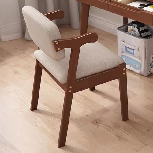 LEIYTFE Esszimmerstühle Mit Armlehnen,Freizeit-Schreibtischstuhl Mit Polsterkissen Mid Century Modern Accent Chair Holz Küchenstuhl Arbeitsstuhl Mit Rückenlehne,Computerstuhl (Color : Walnut)