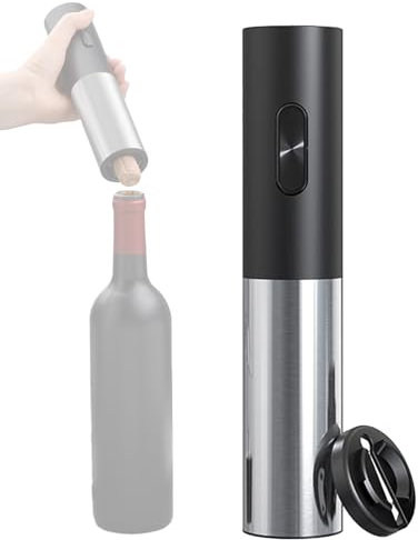 OmePS Abridor de Vino eléctrico, abridor de sacacorchos automático para Botellas de Vino con Cortador de Papel de Aluminio, Recargable, de Acero Inoxidable, para Fiestas, Cocina y Amantes del Vino