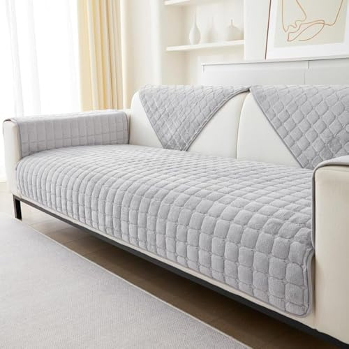 GKXLH Weiche Flanell rutschfest Sofa überzug 2 3 4 Sitzer (Hellgrau,70x150) | Couch überzug Waschbar, Sofa Cover für Sektionssofa, Hund Sofabezug, Sofa überzug L Form, Ledersofaschoner für das Wohnzimmer