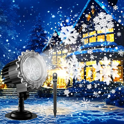 Segotendy Projektor Weihnachten Aussen,Heller HD Schneeflocken Projektor | Snowfall LED Projektionslampe, Wasserdicht Christmas Lights, für Weihnachtsdeko Weihnachtsbeleuchtung Aussen Innen