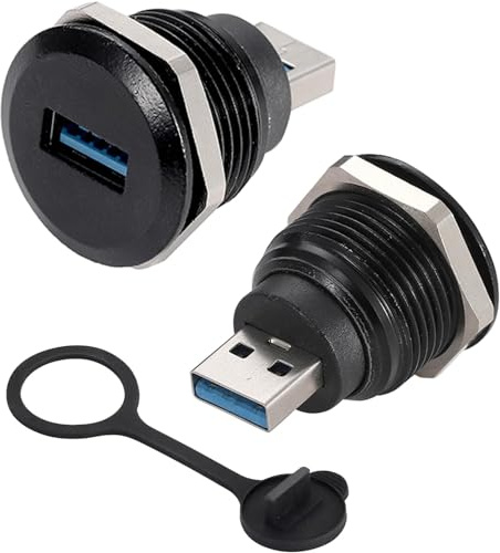 PENGLIN 2 Stück USB3.0 Buchse auf Stecker Einbaubuchse | USB3.0 Type A Panel Mount Adapter,USB3.0 Durchgangsadapter Konverter