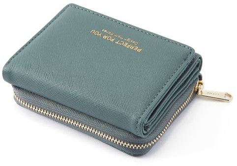 ANYWN Geldbörse Damen Klein mit Große Kapazität - Elegantes Portemonnaie mit Großes Münzfach Graublau