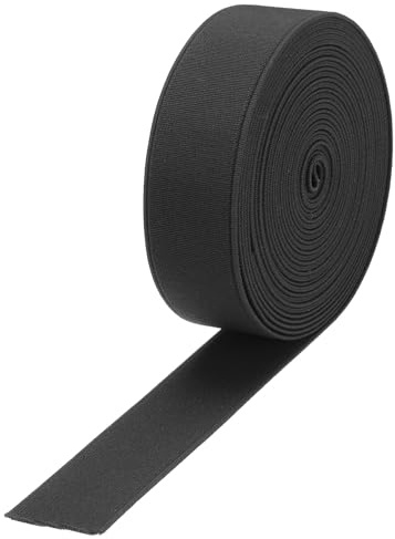sourcing map Goma Elástica, Bandas elásticas para coser 3 cm, 5 yardas/15 pies, carrete elástico de punto negro, alta elasticidad para pelucas, cintura y pantalones