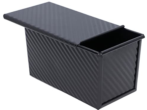 Hztyyier Cake Mould Broodpan Toast Box Pan Bread Pan for Dessert, Loaf Pan with Lid 9X4 Loaf Pans (Black)