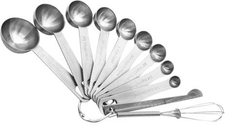 Mikinona Cucharas Medidoras Redondas Inoxidable Plateadas Cucharas Dosificadoras Precisas