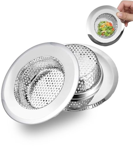 SULIUDAJI Filtre Évier Cuisine, Filtre À Évier En Acier Inoxydable, Grille Pour Evier Cuisine, 18 Mm De Profondeur, 2 Pièces 2,75 Pouces/7Cm
