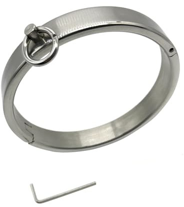Soarvlorfy Erwachsene Spiele Edelstahl Halsband Abschließbar BDSM Bondage Sex Kragen Halsreif Sklaven Fetisch Halsbänder O-Ring Restraint System Erotik Sex Spielzeug für Frauen Männer,Silber,11.8cm