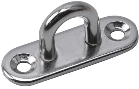 Ayztantine Platine Oeil INOX 2 pièces Crochets Plaque à œil Oblong Robuste en Acier Inoxydable Support Mural U Bateau Plafond Cintre Anneau Garage hamac Pontet INOX(304-M5 4.5x1.5x2cm)