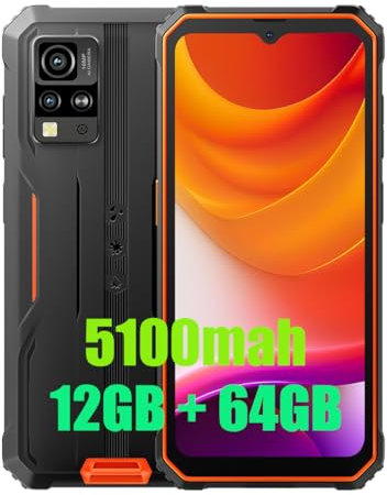 Blackview BV4800 SE (NFC) Téléphone Portable Incassable, 12Go+64Go/TF 1To Octa-Core, Android 15, 6.56 HD+, Smartphone Incassable, 5180mAh, 16MP+8MP, 4G Dual SIM, 3 Slot/GPS/Face ID/NFC Orange
