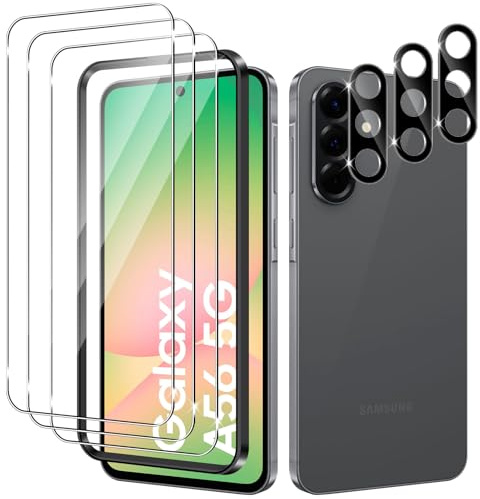 Yenwen Vetro Temperato per Samsung Galaxy A56 Protezione, 3 Pezzi Vetro Temperato Pellicola Protettiva + 3 Pezzi Pellicola Fotocamera per Samsung A 56 5G, Antigraffio, Durezza 9H, Senza Bolle