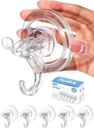 Antimbee Haken mit Saugnapf, 5er-Pack Dusch-Saugnapfhaken, abnehmbare kleine Saugnäpfe für Dusche, Badezimmer, Glas, Tür, Küche, hält bis zu 5 kg auf glatten Oberflächen, transparentes 2-Haken-Design