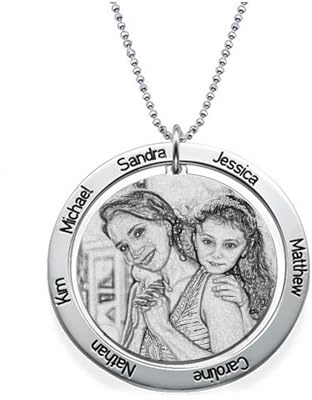 GBTROEY Collana Con Foto Incisa Su Misura - Ciondolo Commemorativo Personalizzato per Uomini E Donne - Incisione Di Testo E Immagini - Ricordo Unico per Le Persone Care