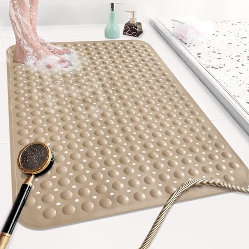 Mofonky Groß Duschmatte rutschfest 60x90cm: Weich TPE Duscheinlage mit Ablauflöchern und Saugnäpfen - Antirutschmatte Dusche Maschinenwaschbar Antibakteriell schimmelresistent
