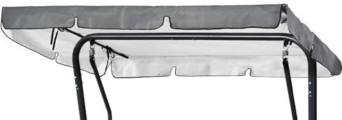 Alishomtll Hollywoodschaukel Dachbezug 210x145cm, 420D Oxford Universal Hollywoodschaukel Sonnendach 3 Sitzer, Wasserdicht Dach für Hollywoodschaukel, UV-Schutz Ersatzdach für Gartenschaukel, Grau