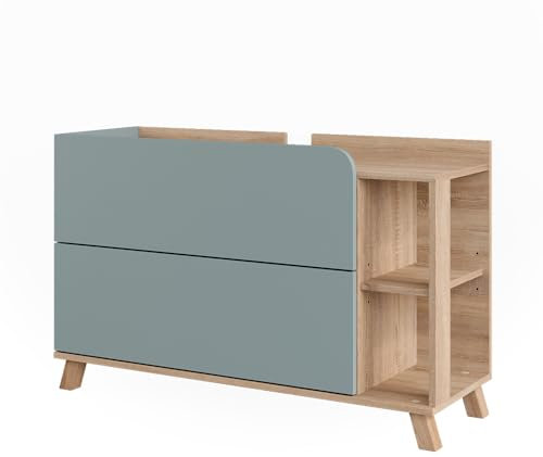 Vicco Mobiletto per lavabo Karen, Sonoma/blu, 100 x 65 cm con 2 cassetti