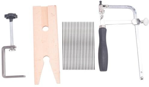 Pqahffowr 1 ensemble professionnel de scie de bijoutier ensemble d'outils de scie cadre de scie 144 lames en bois broche pince bois métal bijoux aussi