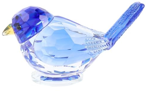 craspire Figurine D'Oiseau en Cristal Bleu à Collectionner Décoration de Bureau de Table D'Intérieur Faite à la Main en Verre Animaux Presse Papier Décoration en Cristal Cadeau