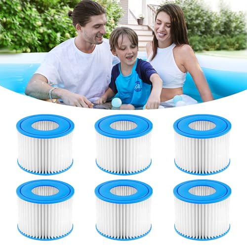 Shyllin Filtro Tipo Vi para Piscina – 6 Unidades, 7.7x10.5x5 cm, Cartucho Filtro para SPA y Bañera de Hidromasaje, Compatible con Intex, Bestway, Filtro de Repuesto para Piscina
