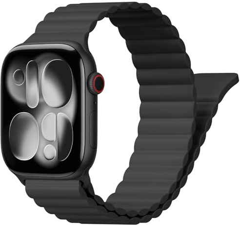 Magnetic Silicone Straps for Apple Watch Strap 40mm 38mm 41mm 42mm 44mm 45mm 46mm iWatch Strap for Women Men,Waterproof Sport Band for Apple Watch Series 11 10 9 8 7 6 5 4 3 SE 3/2nd Ultra/3/2 49mm
