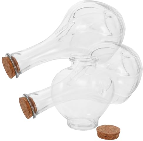 EXAOMBLE Frascos en Forma de Corazón de Vidrio con Tapón de Corcho Set de 3 Botellas Símbolo Recuerdo Elegante para Ceremonia de Boda para Fiestas