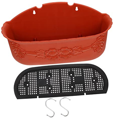 Happyyami Set 1 Contenitore per Fiori Sospeso in Plastica Rosso Robusto e Stabile, per Balcone e Giardinaggio, Design Delicato e Resistente per Piante e Fiori