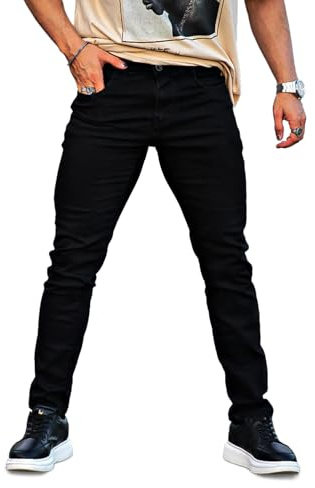 Heyfanee Jeans Homme Slim Stretch Jean Homme Tapered Coton Denim Pants