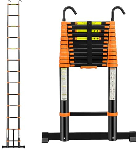 kisidus 5M Teleskopleiter Ausziehbar Klappleiter Mehrzweckleiter Stehleiter | Rutschfester Tragbar Leiter für Hause, Wohnmobil und Freien, Tragkraft 150 kg