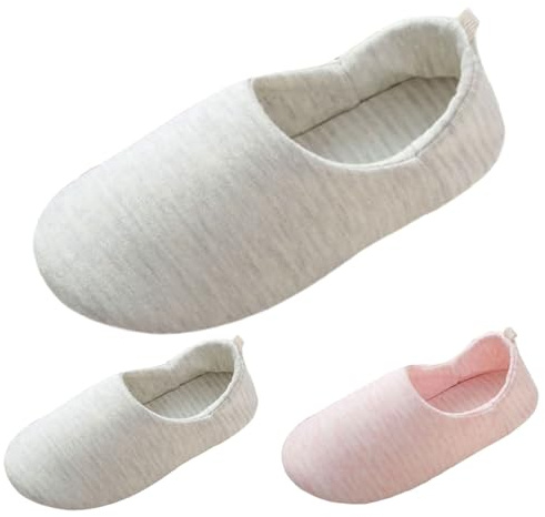 Tofflor dam stängda, tofflor dam eleganta stugskor, lätta hustofflor, halkfria tofflor, mjuka tofflor, platta bomullstofflor, bekväma hemmaskor, inomhusskor, GRÅ, 36 EU